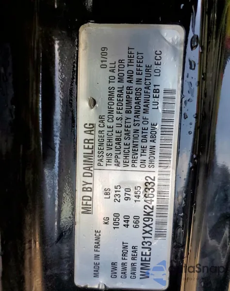 2009 Smart Fortwo Pure z USA, uszkodzony, nr VIN WMEEJ31XX9K246332